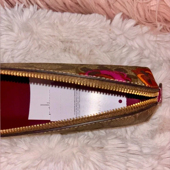 NEW Coach Jumbo Floral Khaki Multi Coated Canvas Pencil Case Makeup Bag - Picture 12 of 16